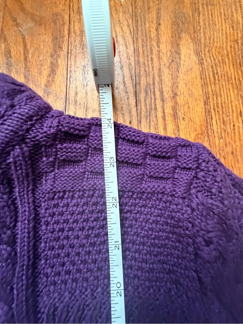 L.L. Bean Deep Purple Cable-Knit Button Cardigan - Picture 8 of 9